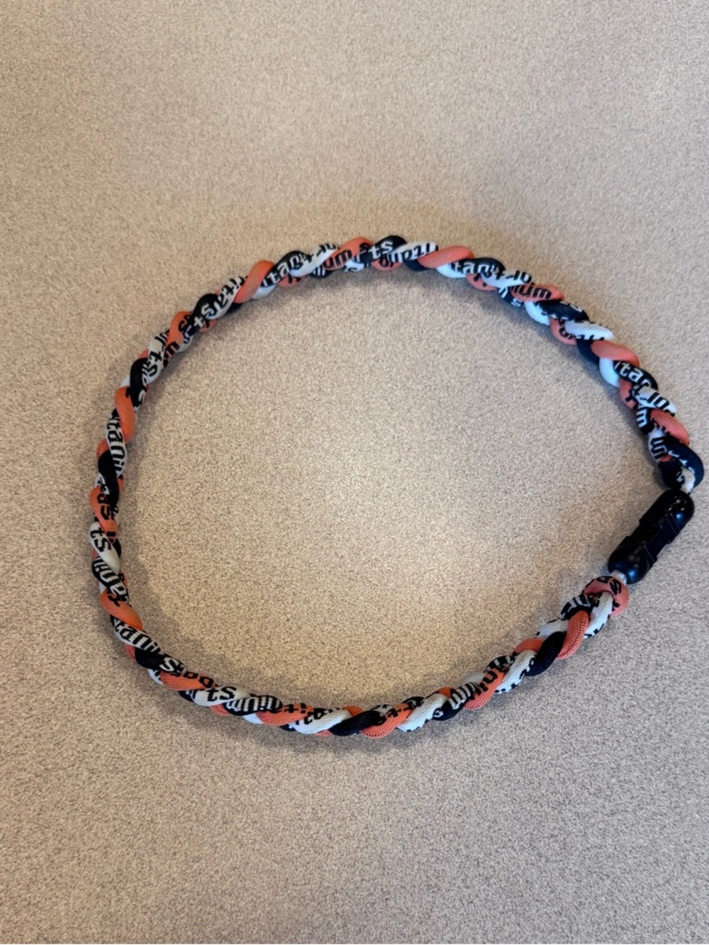 3-Braided Rope Navy, Orange, & White 20” Tornado Titanium Sports Necklace - Picture 1 of 3
